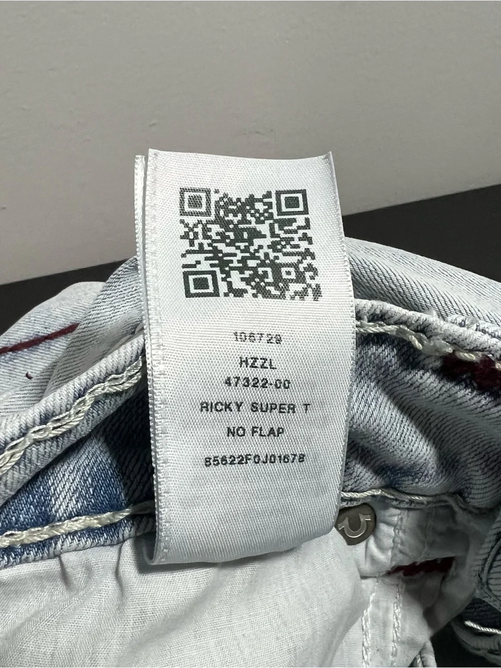 True Religion Ricky Relaxed Straight No Flap Light Blue Red Jeans Mens Size 30